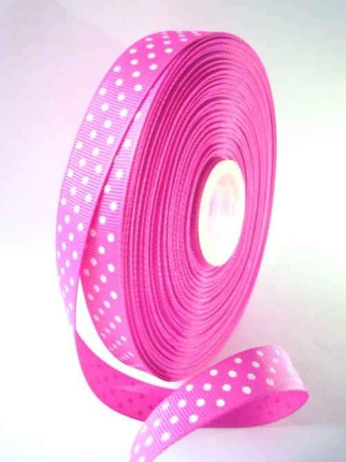 Taftová stuha s puntíky š.16 mm růžová 1m/8,-Kč