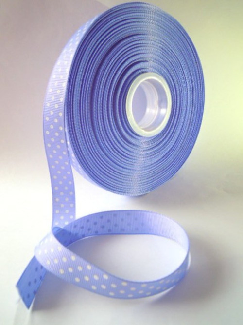 Taftová stuha s puntíky š.16 mm modrá 1m/8,-Kč