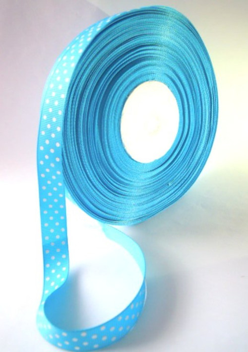 Taftová stuha s puntíky š.16 mm tyrkysová 1m/8,-Kč