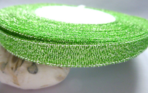 Stuha s lurexem š.10 mm zelená 5m/19,-Kč
