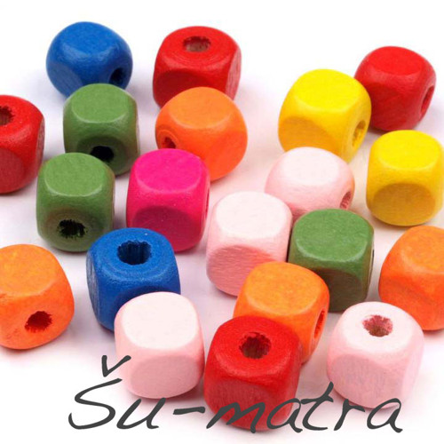 Korálky dřevěné barevný mix, 10x10 mm (20g)