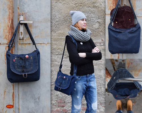 Džínová kabelka s klopou, unisex 913/1 — foto 1