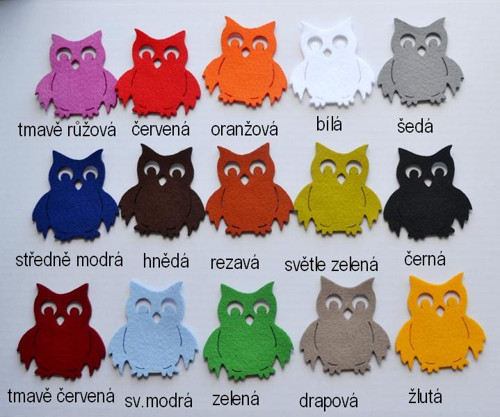 Výsek z plsti - sova zelená