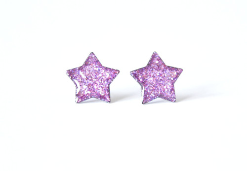 Hvězdičky Amethyst chirurgická ocel — foto 1