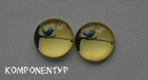 1 pár ptačích skleněných kabošonů, 12 mm