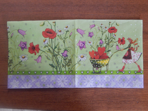 Ubrousek na decoupage - květinová víla s kočárkem