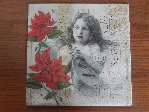 Ubrousek na decoupage - vánoční hvězda a anděl