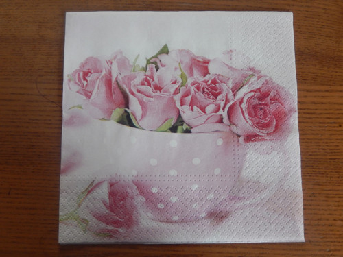 Ubrousek na decoupage - růže v hrníčku
