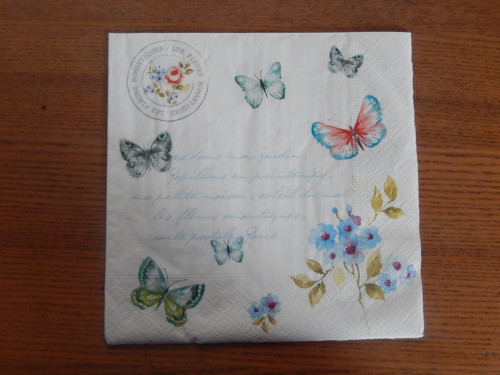Ubrousek na decoupage - motýlci a psaní