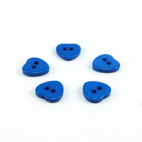 Knoflíky srdíčka 10mm modrá - 5 ks