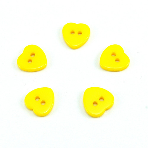 Knoflíky srdíčka 10 mm žlutá - 5 ks