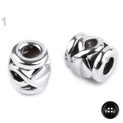 Korálky Metalic 10x10mm (10ks) - stříbrná