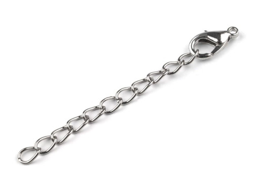 Karabinka "platina" 12x7mm s řetízkem 5cm - 2 ks