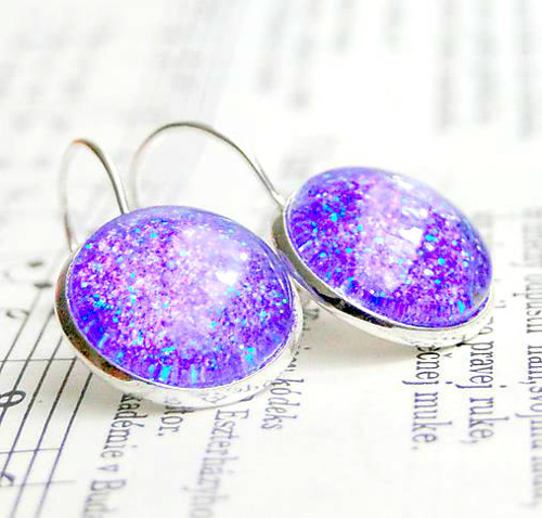 Sparkling Smooth Violet / Náušnice s trblietkami