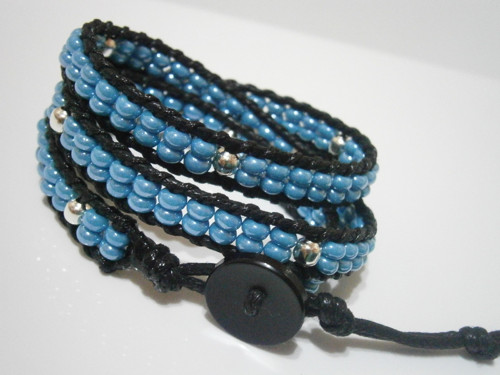 Černo-modrý náramek (Wrap Bracelet) — foto 1