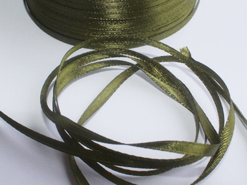 Stuha atlasová 3 mm zelená khaki // 2 - 5 - 10 m