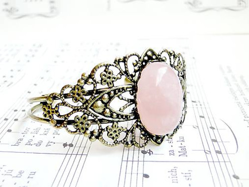 Vintage Rose Quartz / Náramek s růženínem