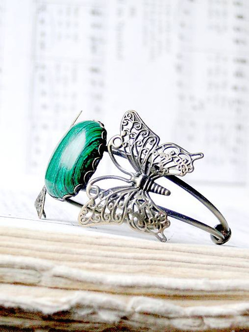 Malachite & Butterfly / Náramek s malachitem