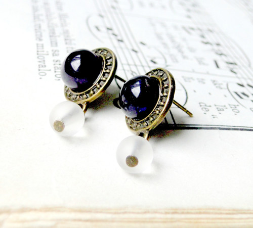 Amethyst & Quartz in Bronze / Náušnice s ametystem