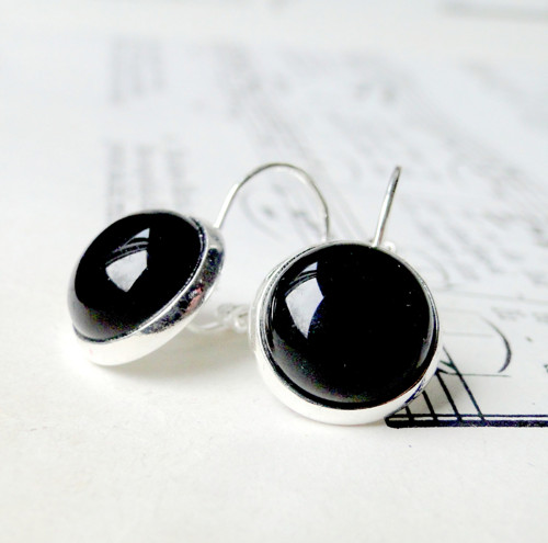 Black Agate in Silver / Naušnice s černým achátem