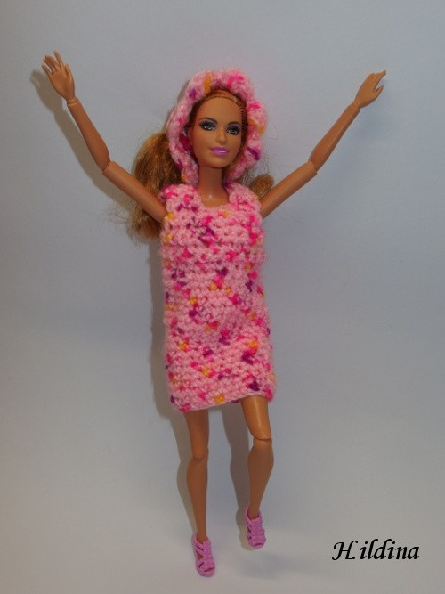 Šaty a čelenka - obleček na panenku Barbie