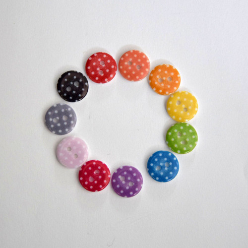 Knoflík s puntíky 12,5 mm (4 ks) - barevný mix