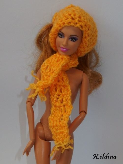 Čelenka - šátek a šála - obleček na panenku Barbie