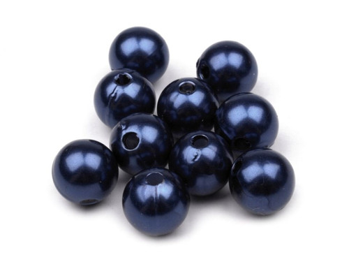 Korálky Gl. voskované 10mm - tm.modré (10ks)