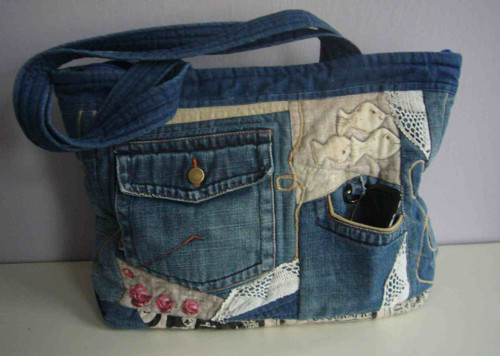 Džínová taška - crazy patchwork — foto 1