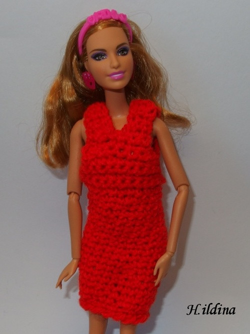 Červené šaty - oblečení pro panenky Barbie