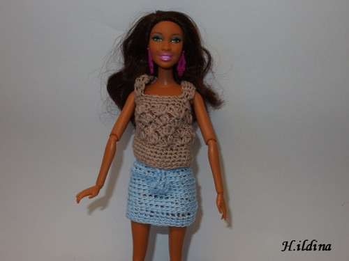 Komplet tílka a sukně - na panenky Barbie