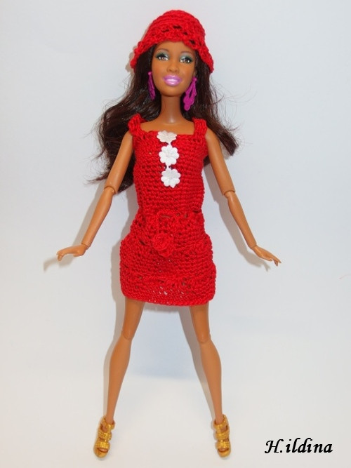 Šatičky s kloboučkem - oblečení pro Barbie