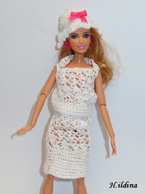 Šaty s kloboučkem - oblečky pro Barbie