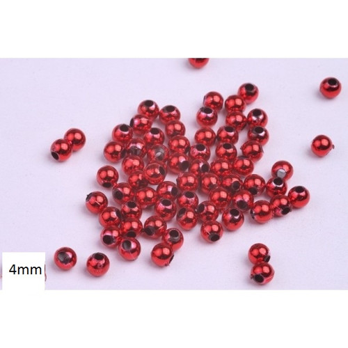 Korálky metalické 4mm - červené (70ks)