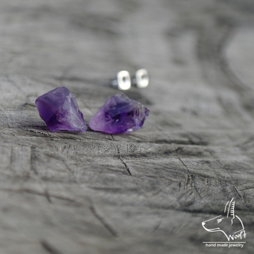 Ametystové náušničky – rough crystal — foto 1