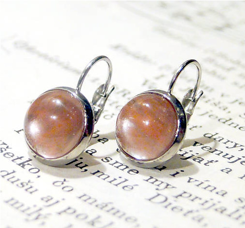 Cherry Quartz / Náušnice Chirurgická oceľ
