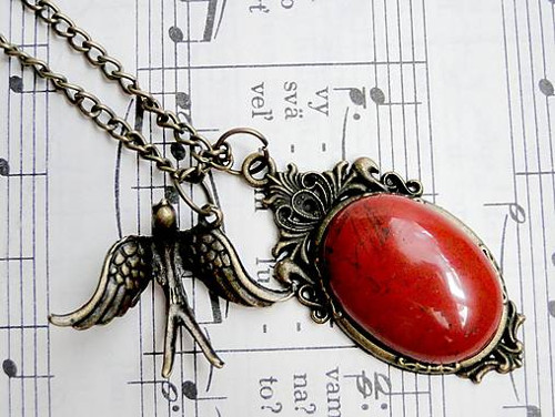 Red Jasper & Swallow / Náhrdelník 3v1 s jaspisem
