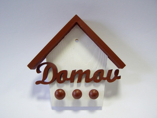 Věšáček na klíče - domeček - domov - hnědá