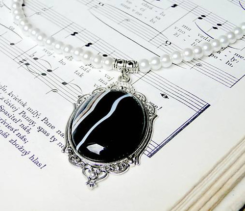 Black Agate & Pearls / Náhrdelník s achátem — foto 1