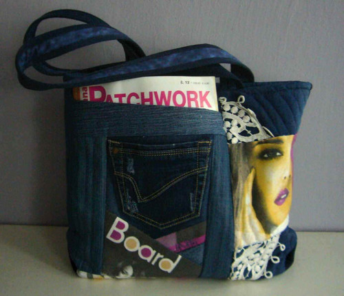 Džínový crazy patchwork - kabelka — foto 1
