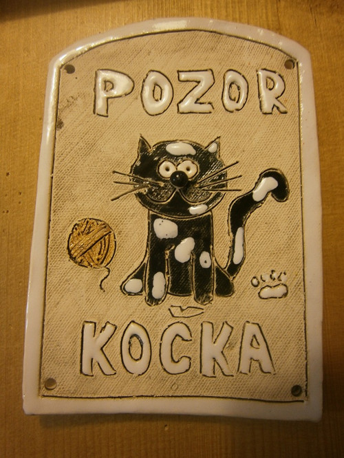 Pozor kočka - cedulka — foto 1