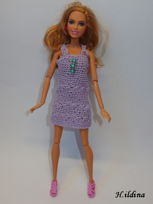Fialové šaty - obleček pro panenku Barbie
