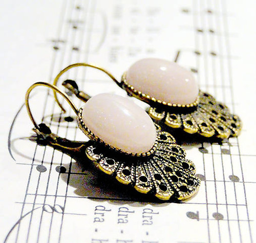 Rose Quartz & Bronze / Náušnice s rúženínem