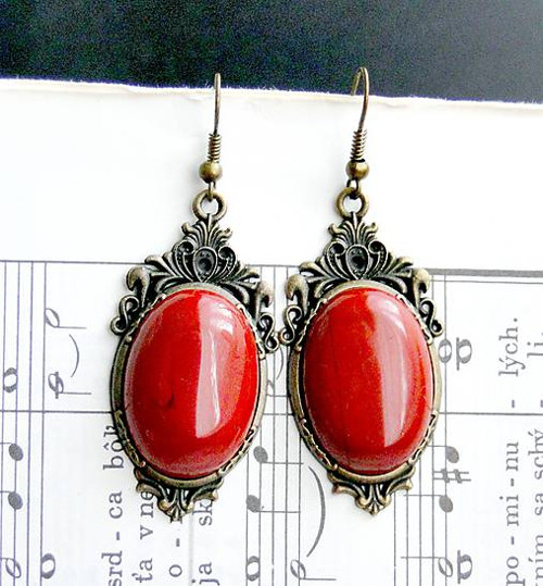 Vintage Red Jasper / Náušnice s jaspisem