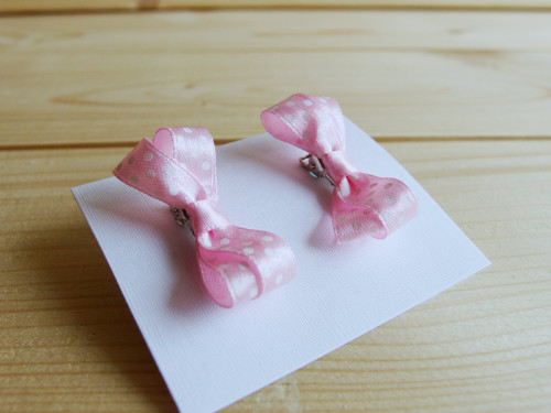 Mini sponky 2ks - růžové s puntíky — foto 1