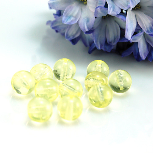 Skleněné žlutavé korálky ČR 10mm - 10 g