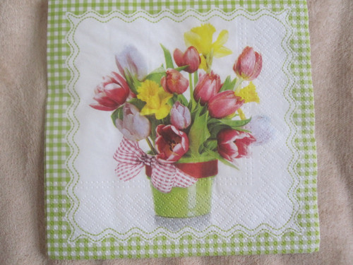Ubrousek na decoupage Tulipány s narcisy, 1ks