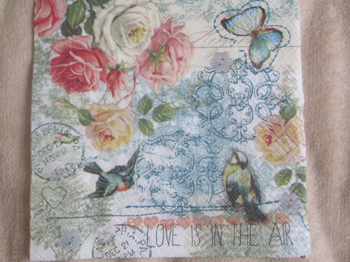 Ubrousek na decoupage Růže a ptáci, 1ks