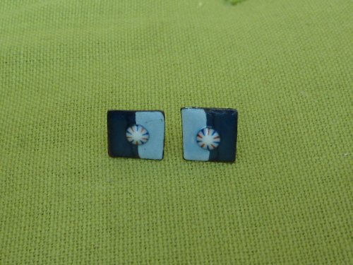 Bodovky modré half & half s kytičkou větší — foto 1