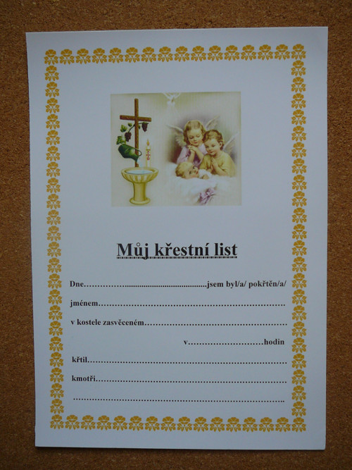 Listina ke křtu — foto 1